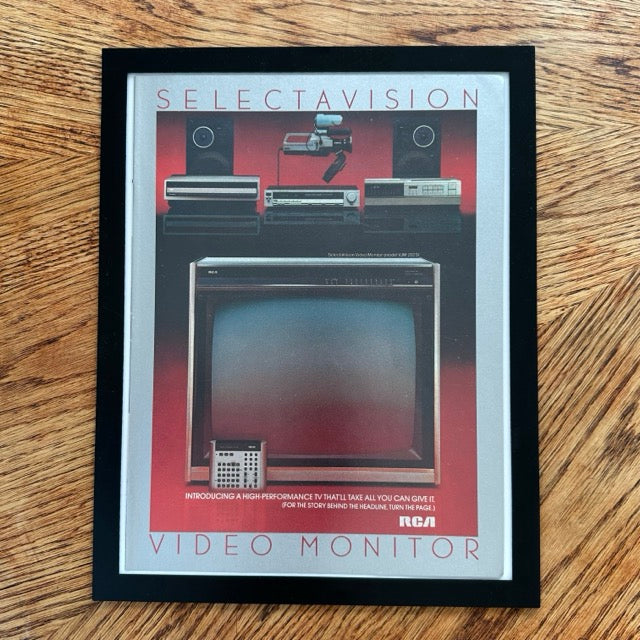 RCA SelectaVision Video Monitor Vintage 80s Electronics Ad Print - detail view