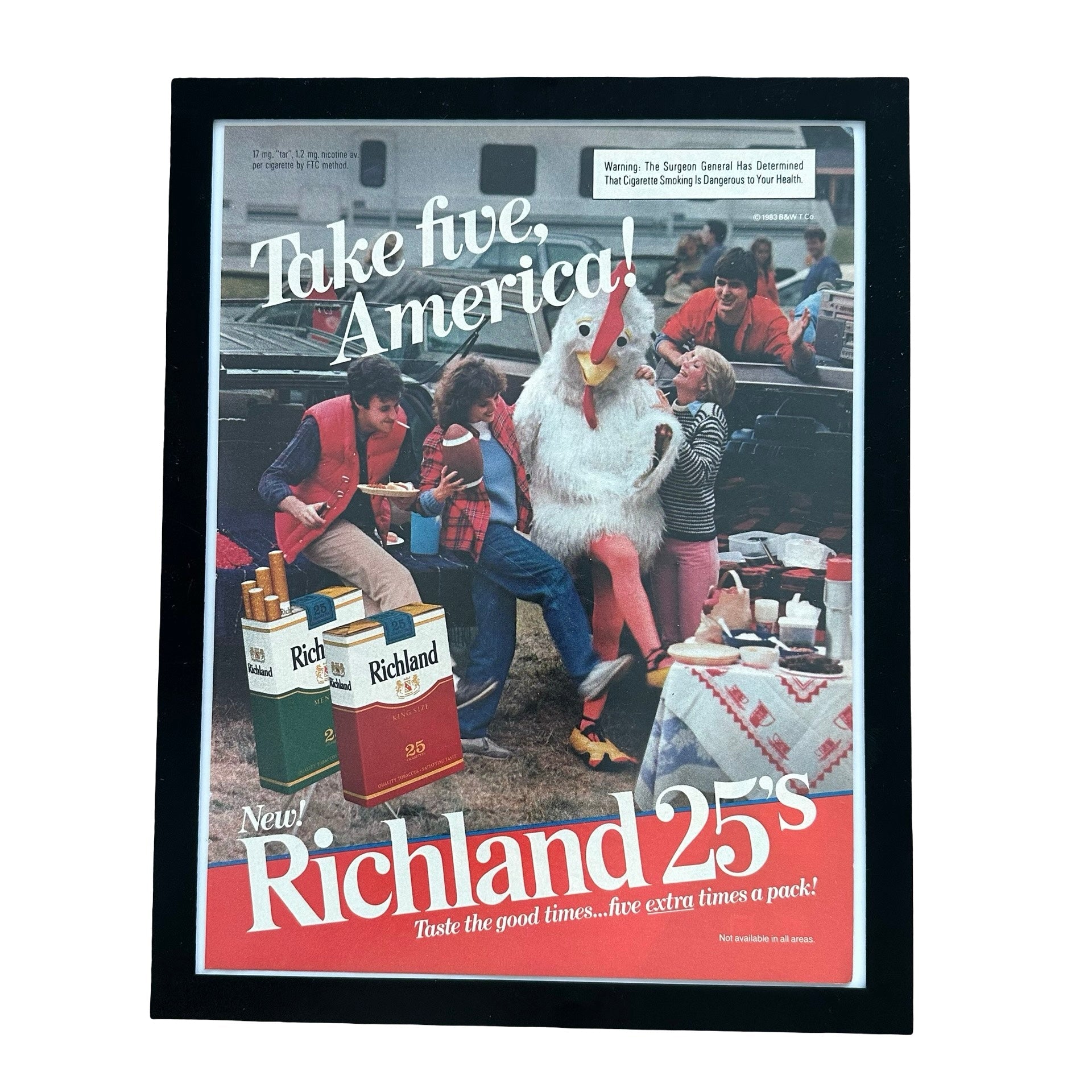 Richland 25s Take Five America Vintage 1983 Cigarette Ad Print