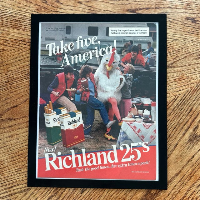 Richland 25s Take Five America Vintage 1983 Cigarette Ad Print - detail view