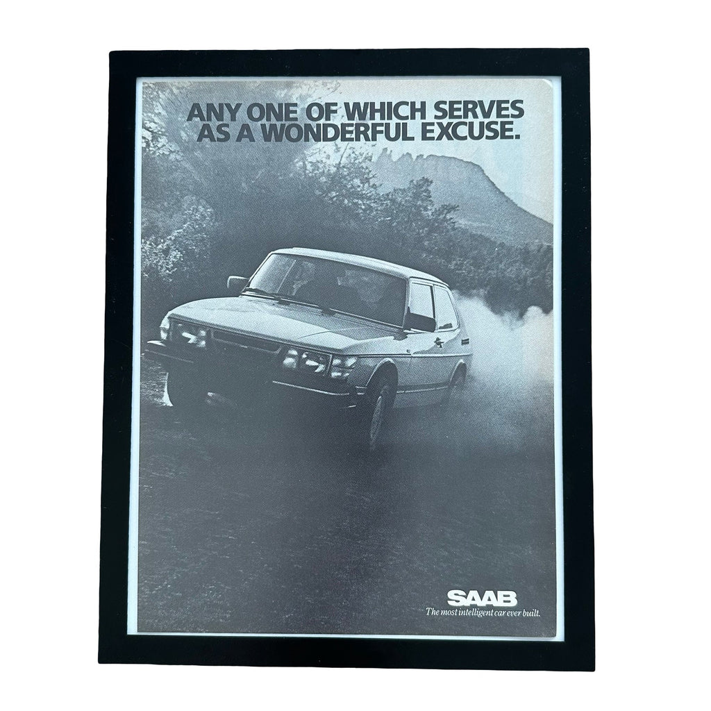 Saab Most Intelligent Car Ever Built Vintage Black and White Car Ad Print
