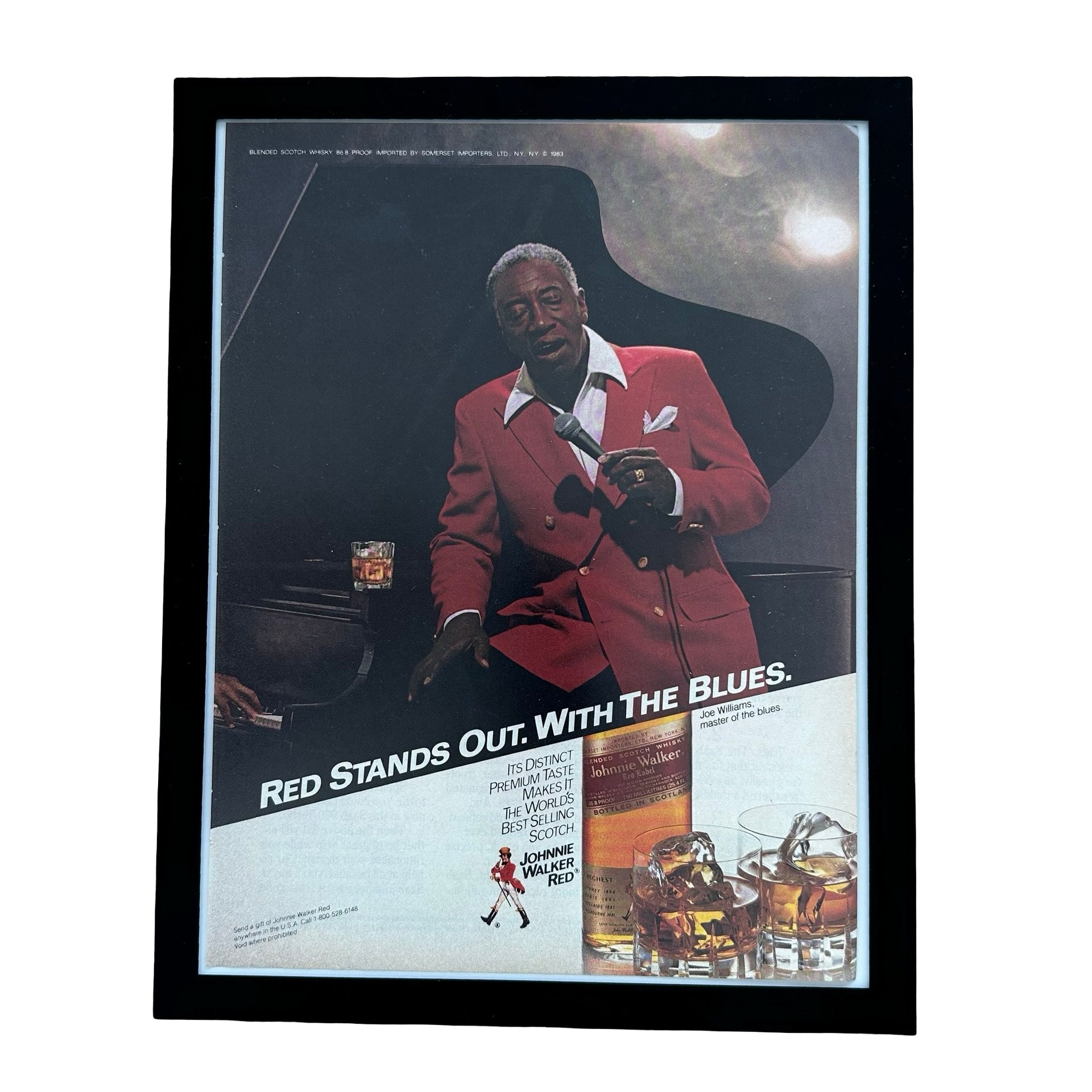 Johnnie Walker Red Scotch Whisky 1983 Joe Williams Blues Framed Vintage Magazine Ad