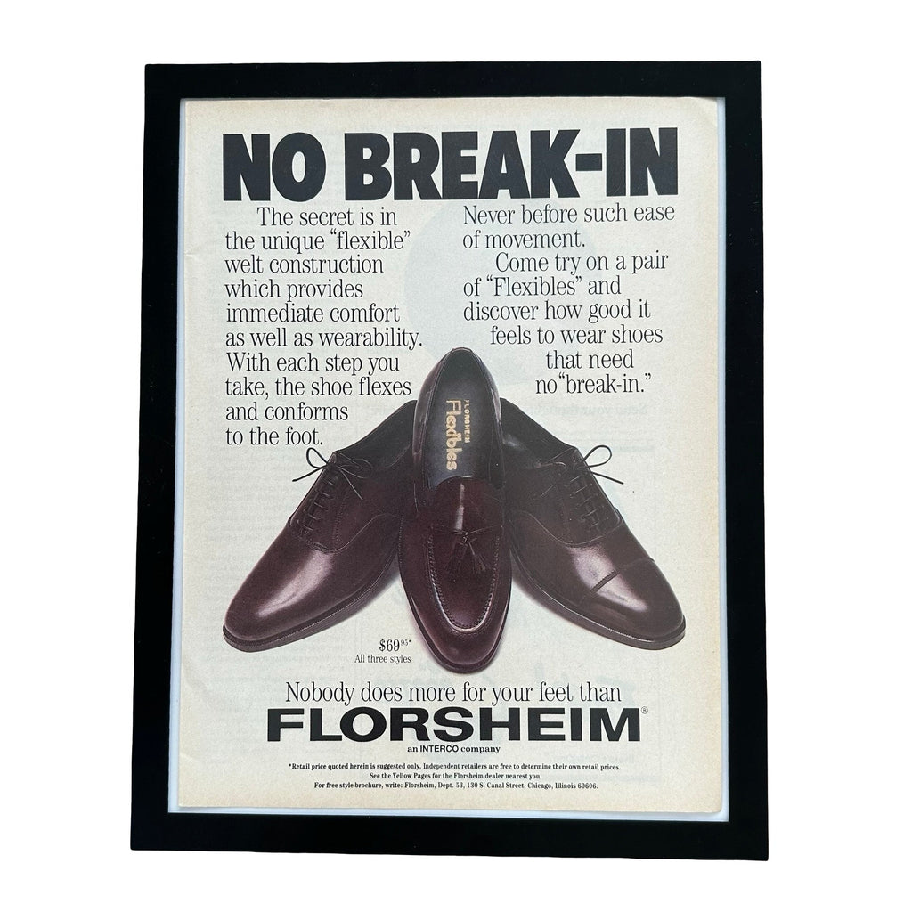 Florsheim Flexibles No Break-In Shoes Framed Vintage Magazine Ad