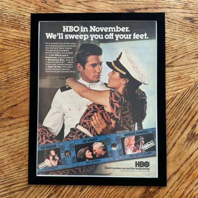 HBO In November Officer And A Gentleman 1983 Framed Vintage Magazine Ad - detail view