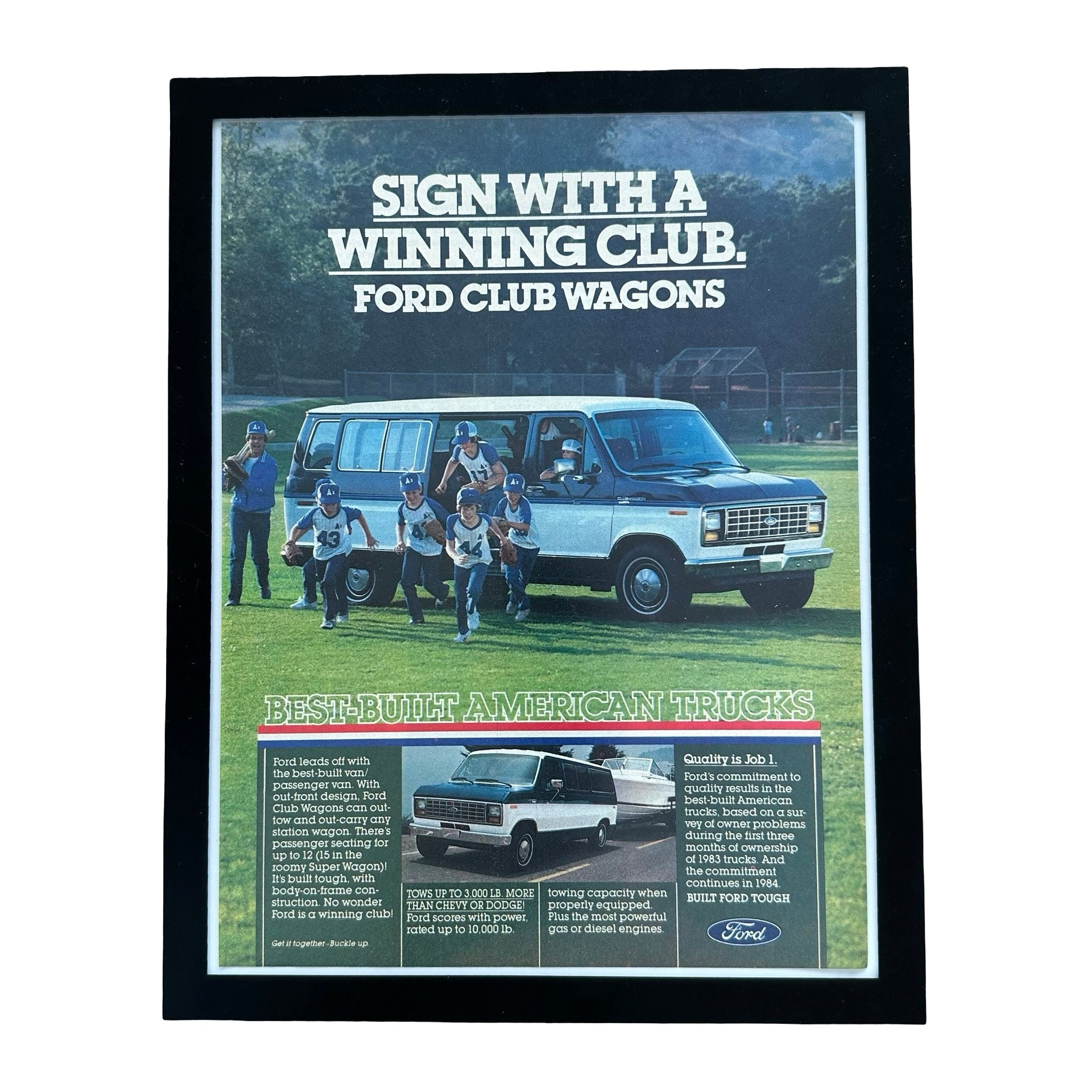 Ford Club Wagons Sign With A Winning Club Framed Vintage Magazine Ad