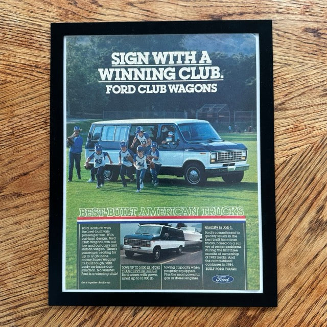 Ford Club Wagons Sign With A Winning Club Framed Vintage Magazine Ad - detail view