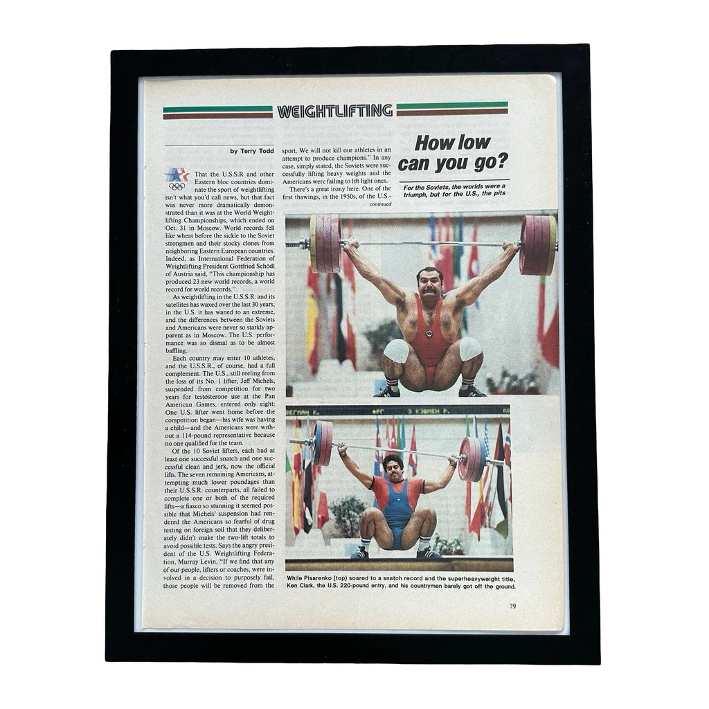 Weightlifting How Low Can You Go Soviet Champions Framed Vintage Magazine Page