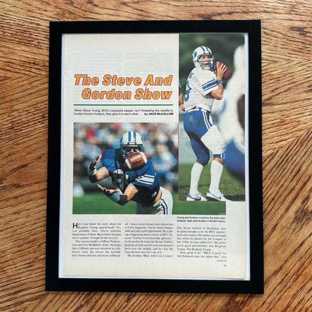 Steve Young BYU The Steve And Gordon Show Framed Vintage Magazine Page - detail view