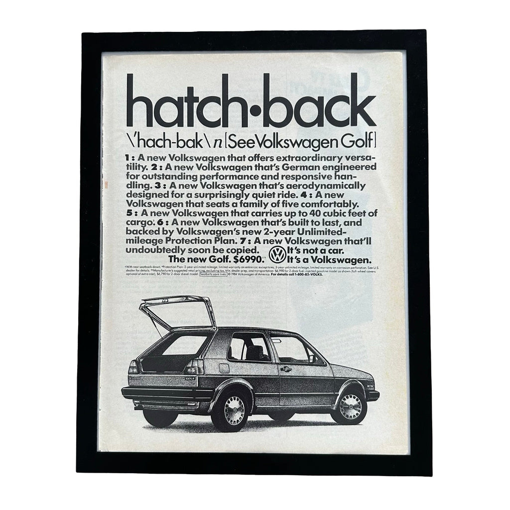 Volkswagen Golf Hatchback Its Not A Car 1984 Framed Vintage Magazine Ad