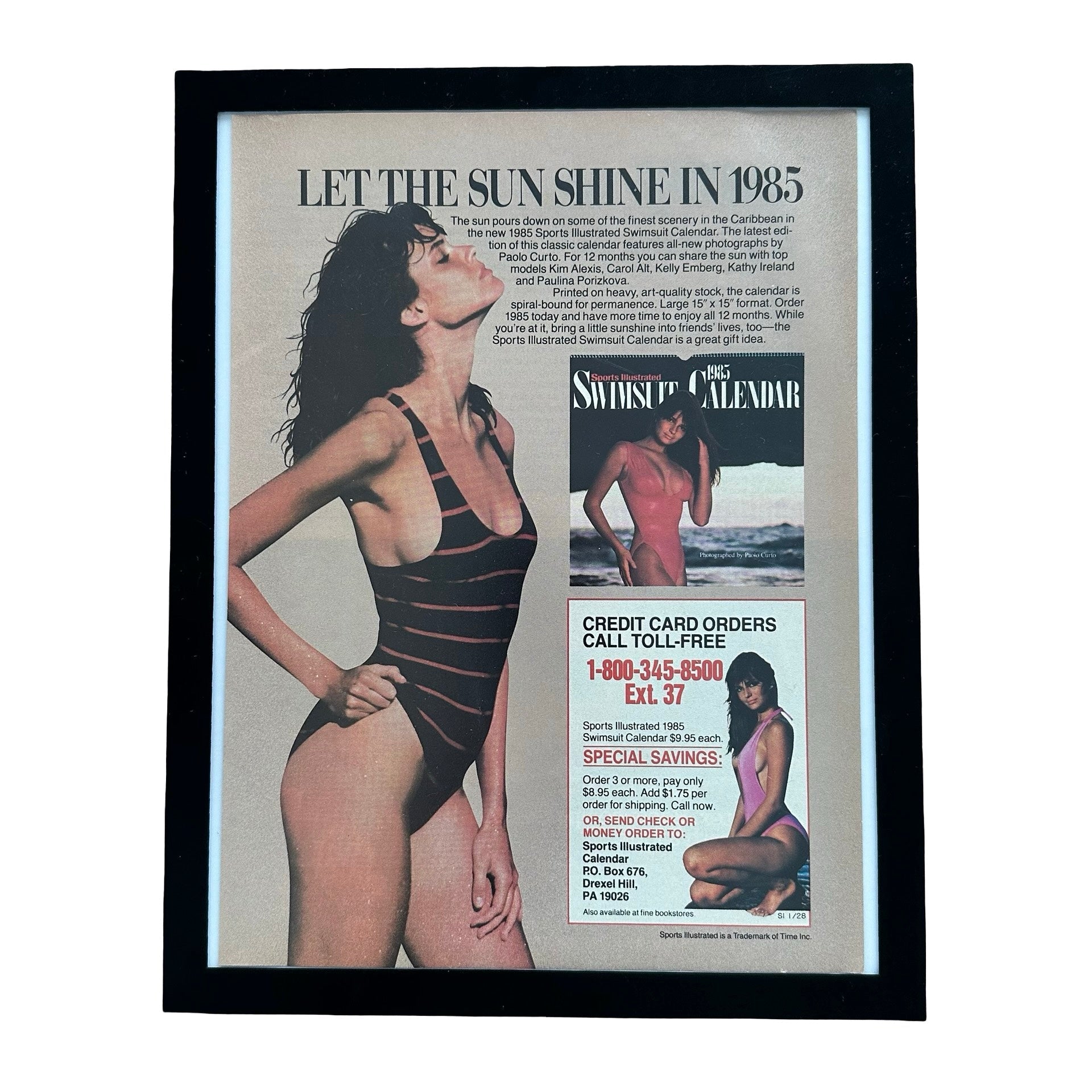 Sports Illustrated 1985 Swimsuit Calendar Framed Vintage Magazine Ad