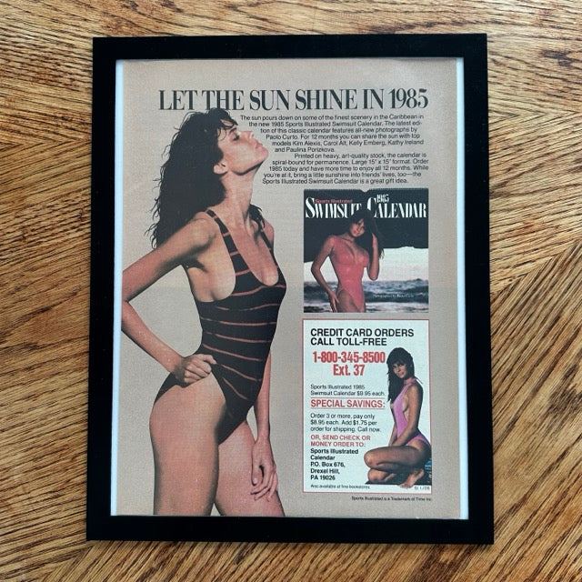 Sports Illustrated 1985 Swimsuit Calendar Framed Vintage Magazine Ad - detail view