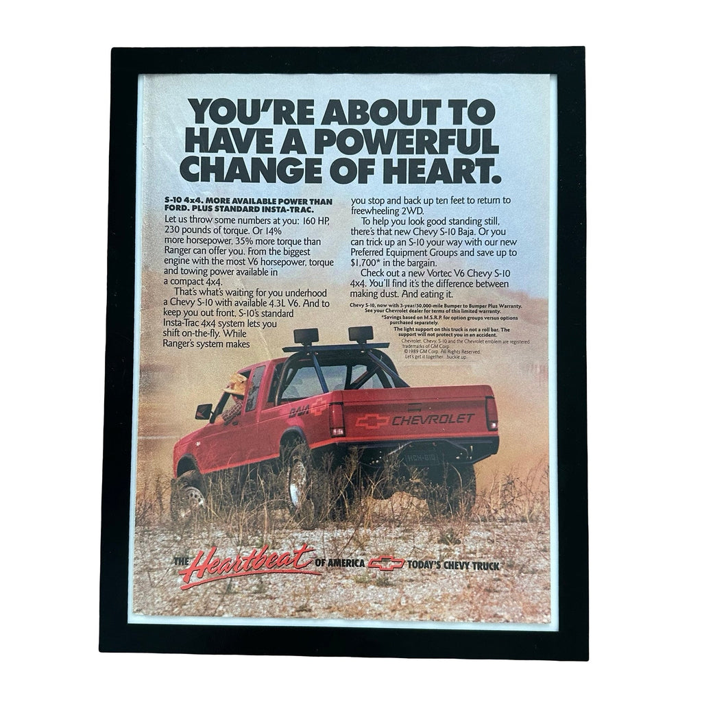 Chevy S-10 4x4 Baja Powerful Change Of Heart Framed Vintage Magazine Ad