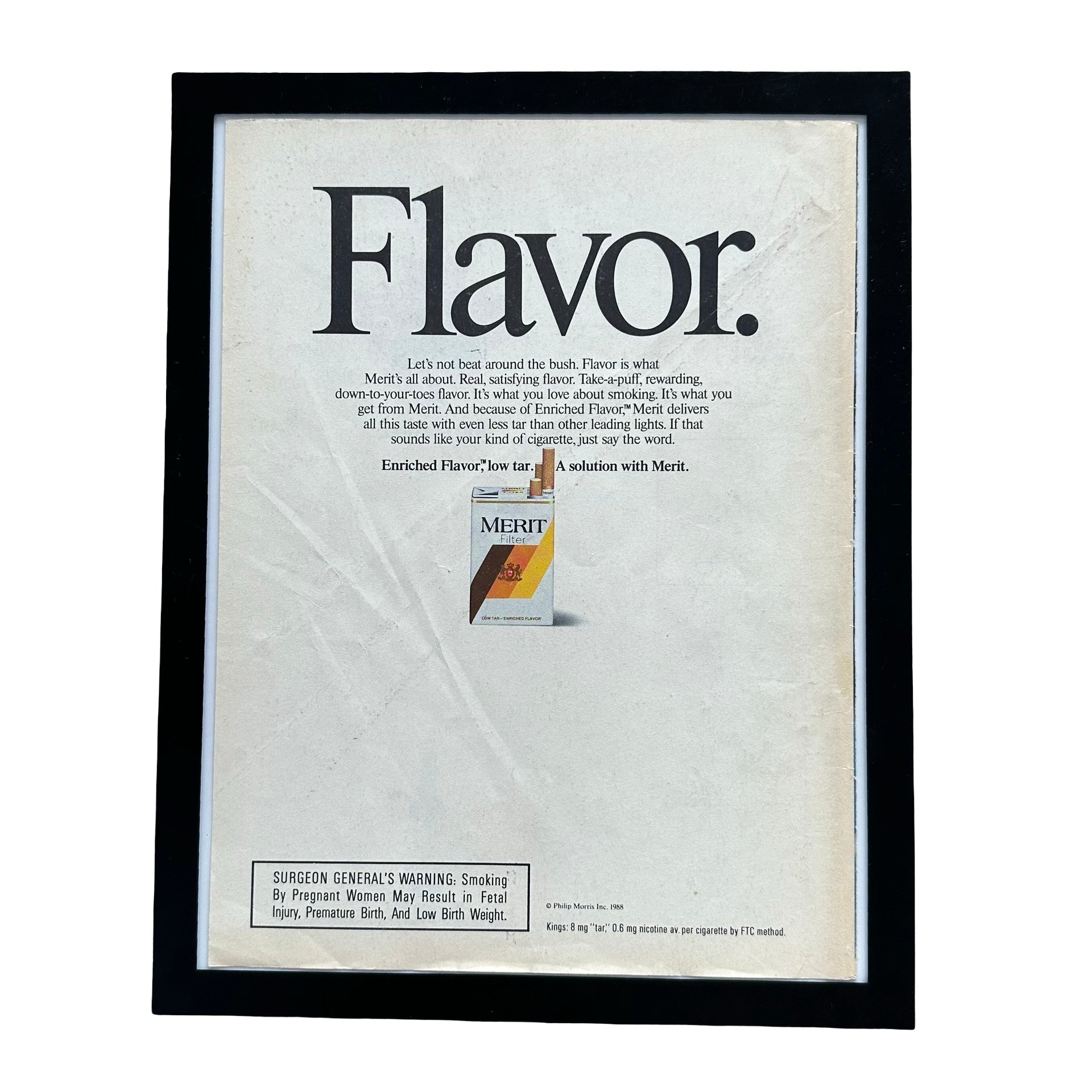Merit Cigarettes Flavor Enriched 1988 Framed Vintage Magazine Ad