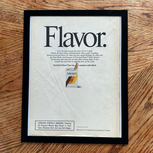 Merit Cigarettes Flavor Enriched 1988 Framed Vintage Magazine Ad - detail view