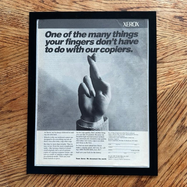 Xerox Copiers Fingers Dont Have To Do 1989 Framed Vintage Magazine Ad - detail view