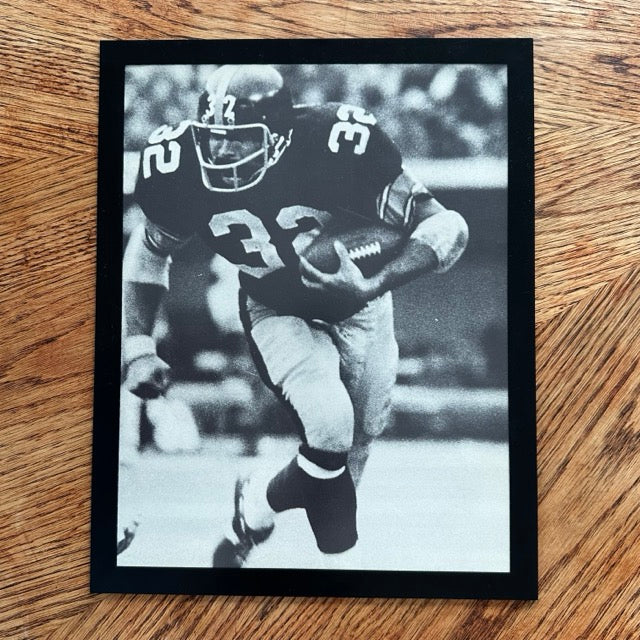 Vintage Football Number 32 Running Back Black And White Framed Magazine Photo - detail view