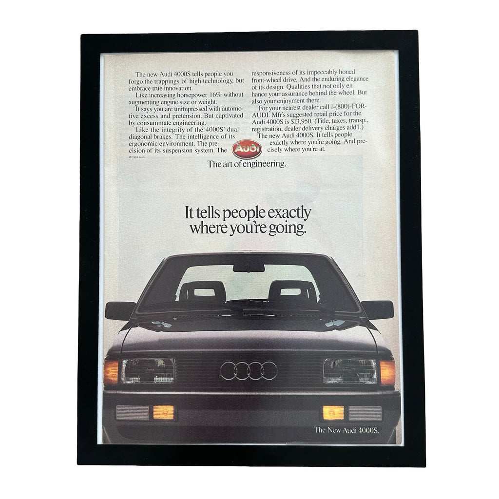 Audi 4000S The Art Of Engineering 1984 Framed Vintage Magazine Ad