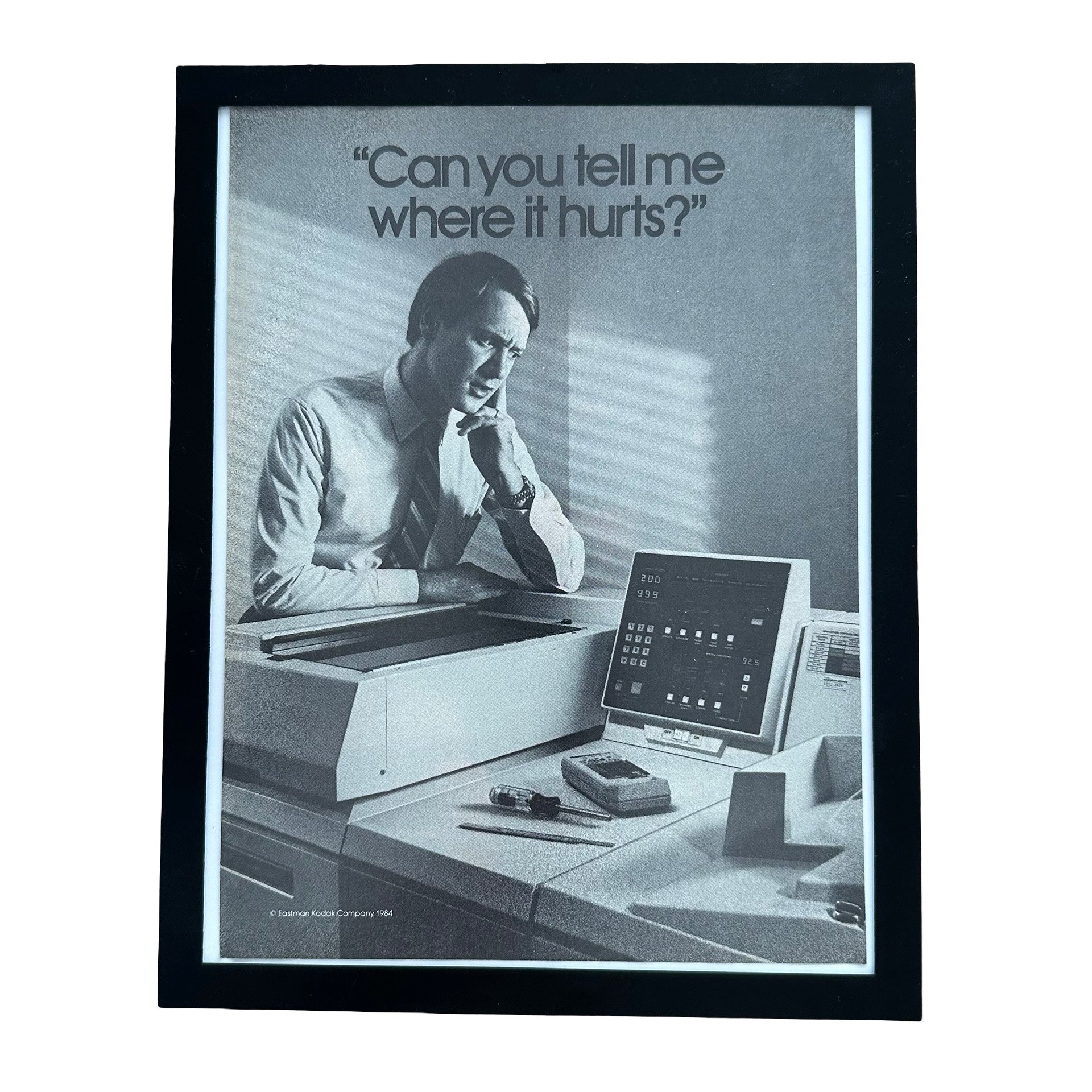 Kodak Can You Tell Me Where It Hurts Copier Framed Vintage Magazine Ad
