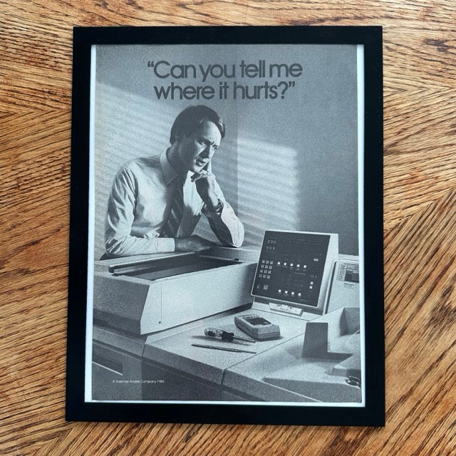 Kodak Can You Tell Me Where It Hurts Copier Framed Vintage Magazine Ad - detail view