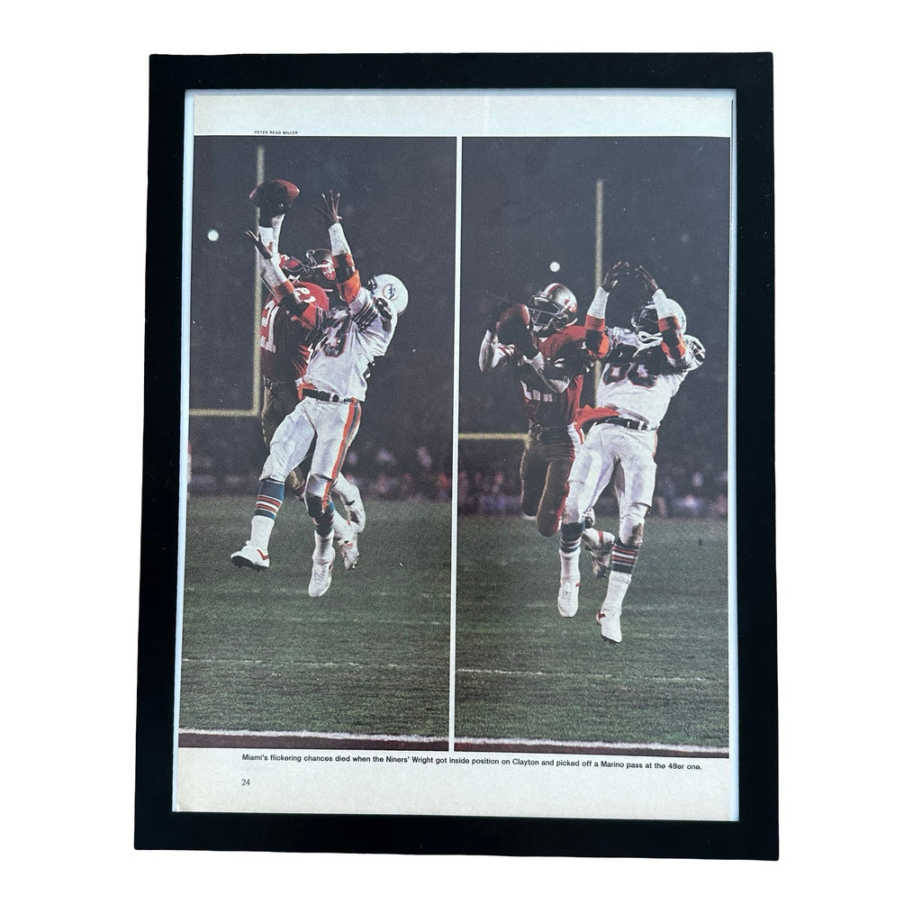 49ers Wright Intercepts Marino Super Bowl XIX Framed Vintage Magazine Photo