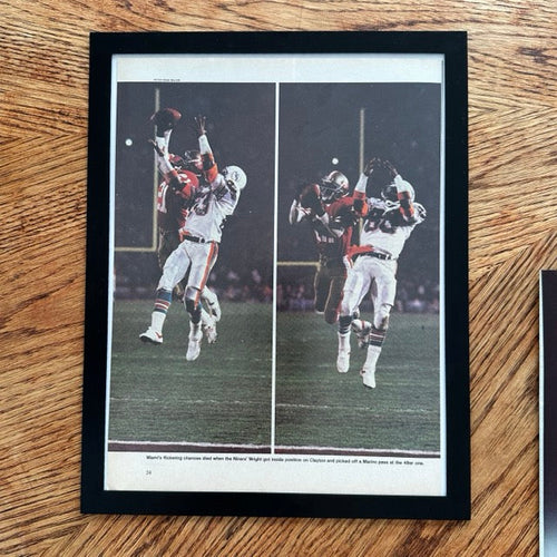 49ers Wright Intercepts Marino Super Bowl XIX Framed Vintage Magazine Photo - detail view