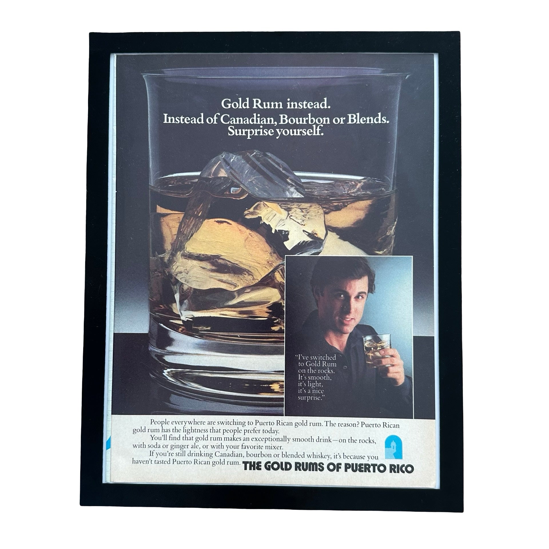 Gold Rums Of Puerto Rico Surprise Yourself Framed Vintage Magazine Ad