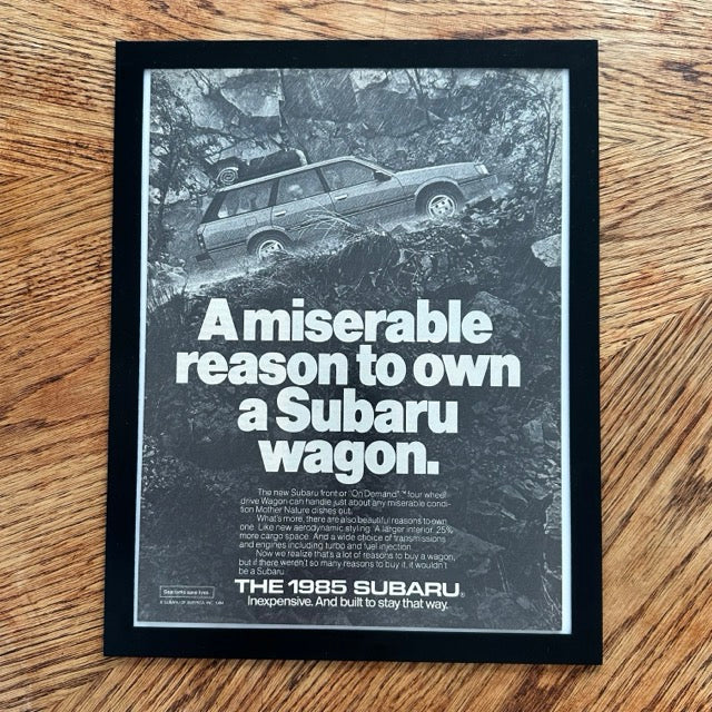 Subaru Wagon A Miserable Reason To Own 1985 Framed Vintage Magazine Ad - detail view