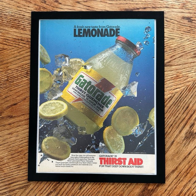Gatorade Lemonade Thirst Aid 1986 Framed Vintage Magazine Ad - detail view