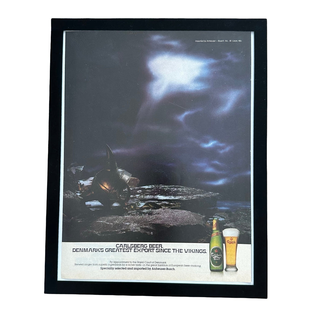 Carlsberg Beer Denmarks Greatest Export Since The Vikings Framed Vintage Magazine Ad