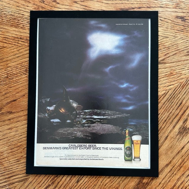 Carlsberg Beer Denmarks Greatest Export Since The Vikings Framed Vintage Magazine Ad - detail view