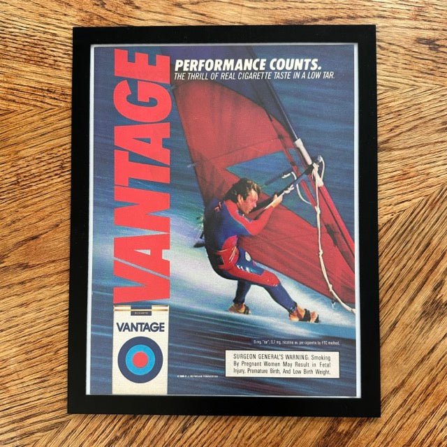 Vantage Performance Counts Windsurfing Framed Vintage Magazine Ad - detail view