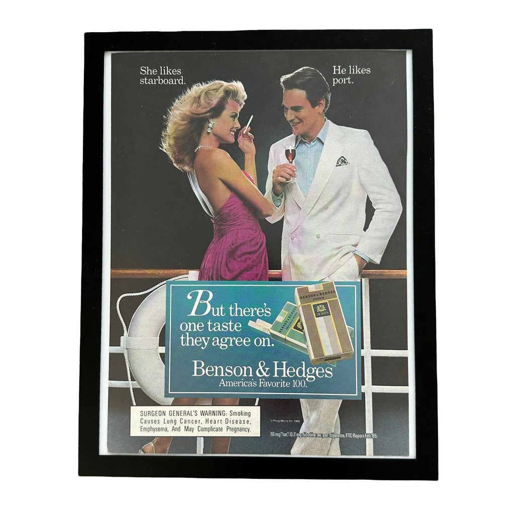 Benson And Hedges She Likes Starboard He Likes Port Framed Vintage Magazine Ad