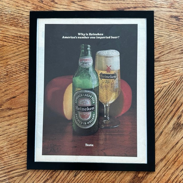Heineken Americas Number One Imported Beer Taste Framed Vintage Magazine Ad - detail view