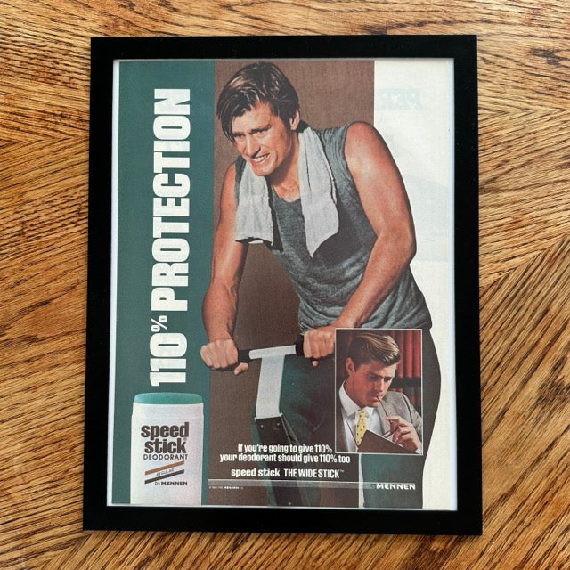 Speed Stick By Mennen 110 Percent Protection Framed Vintage Magazine Ad - detail view