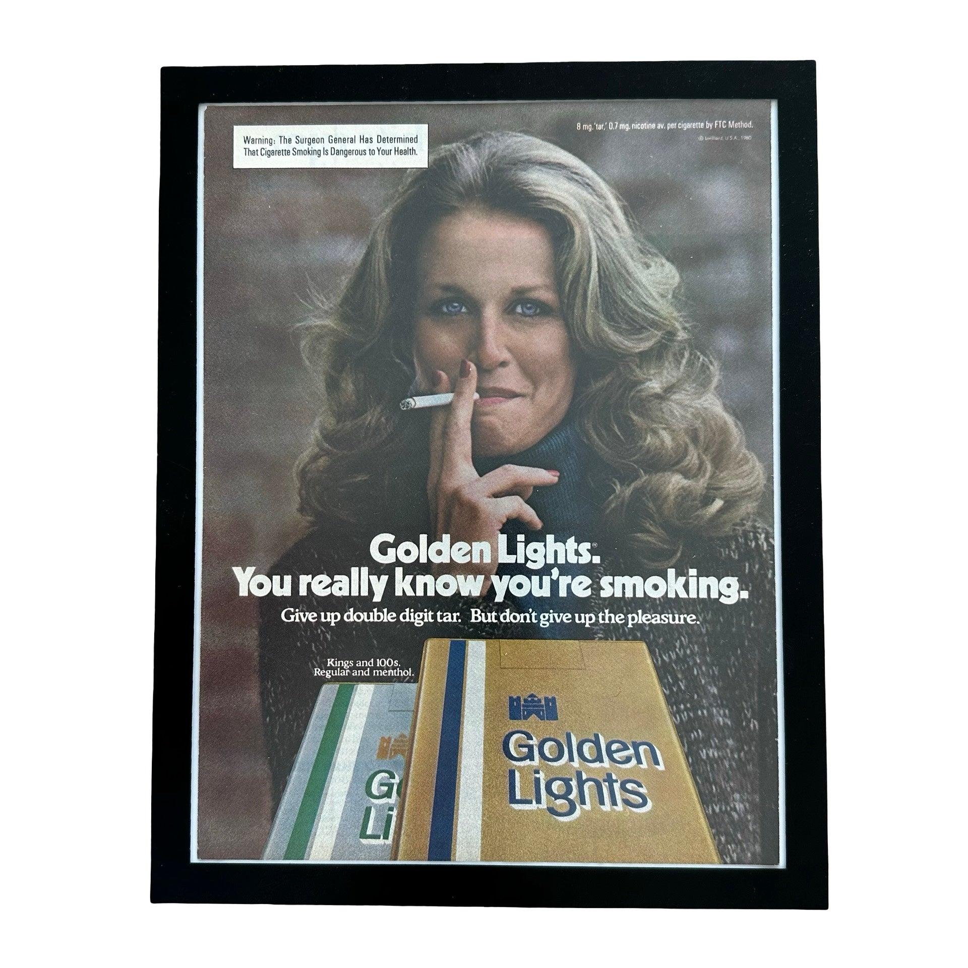 Golden Lights Cigarettes 1980 You Really Know Youre Smoking Framed Vintage Magazine Ad
