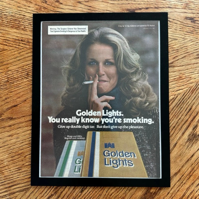 Golden Lights Cigarettes 1980 You Really Know Youre Smoking Framed Vintage Magazine Ad - detail view