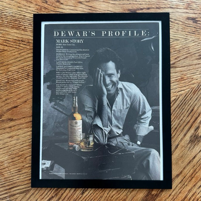 Dewars White Label Scotch Profile Mark Story 1983 Framed Vintage Magazine Ad - detail view
