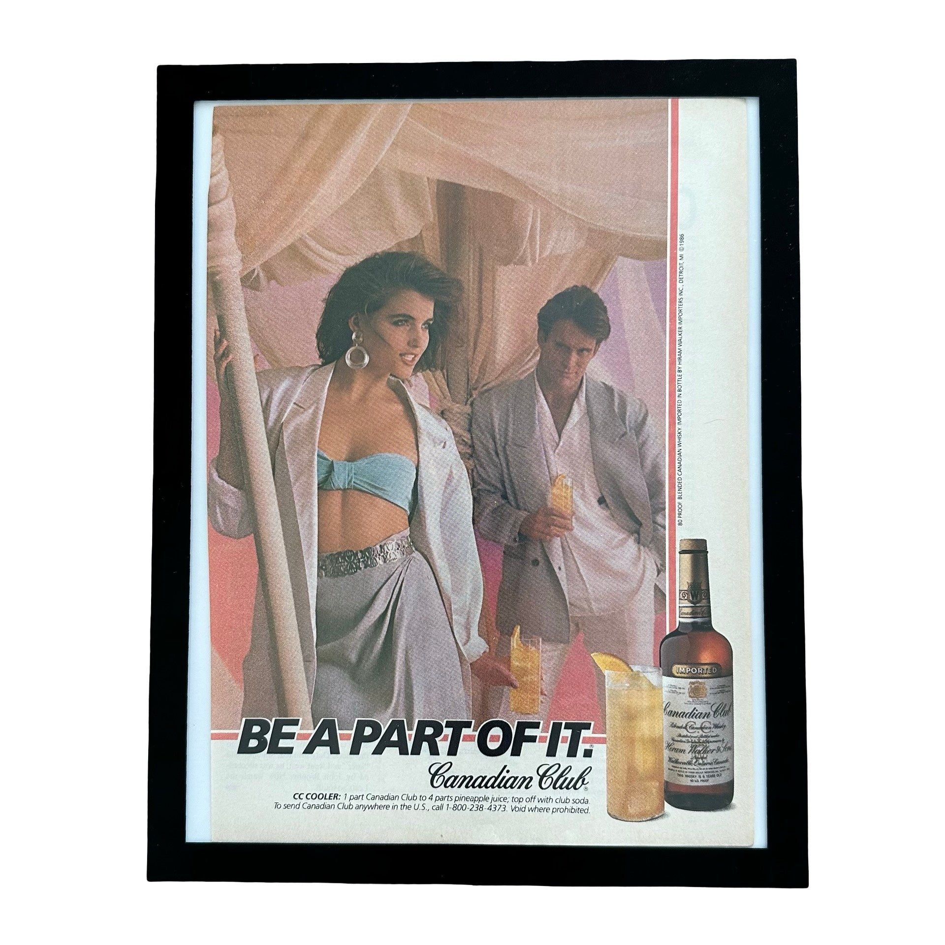 Canadian Club Whisky Be A Part Of It 1986 CC Cooler Framed Vintage Magazine Ad