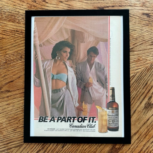Canadian Club Whisky Be A Part Of It 1986 CC Cooler Framed Vintage Magazine Ad - detail view