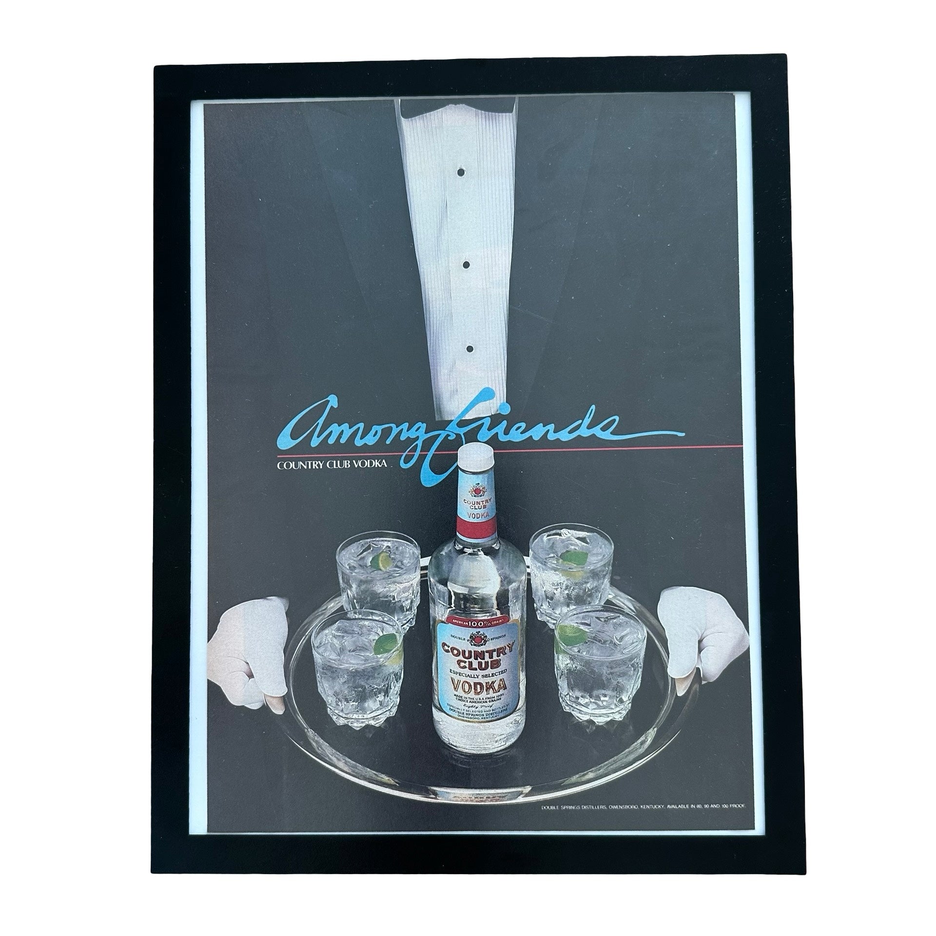 Country Club Vodka Among Friends Double Springs Framed Vintage Magazine Ad