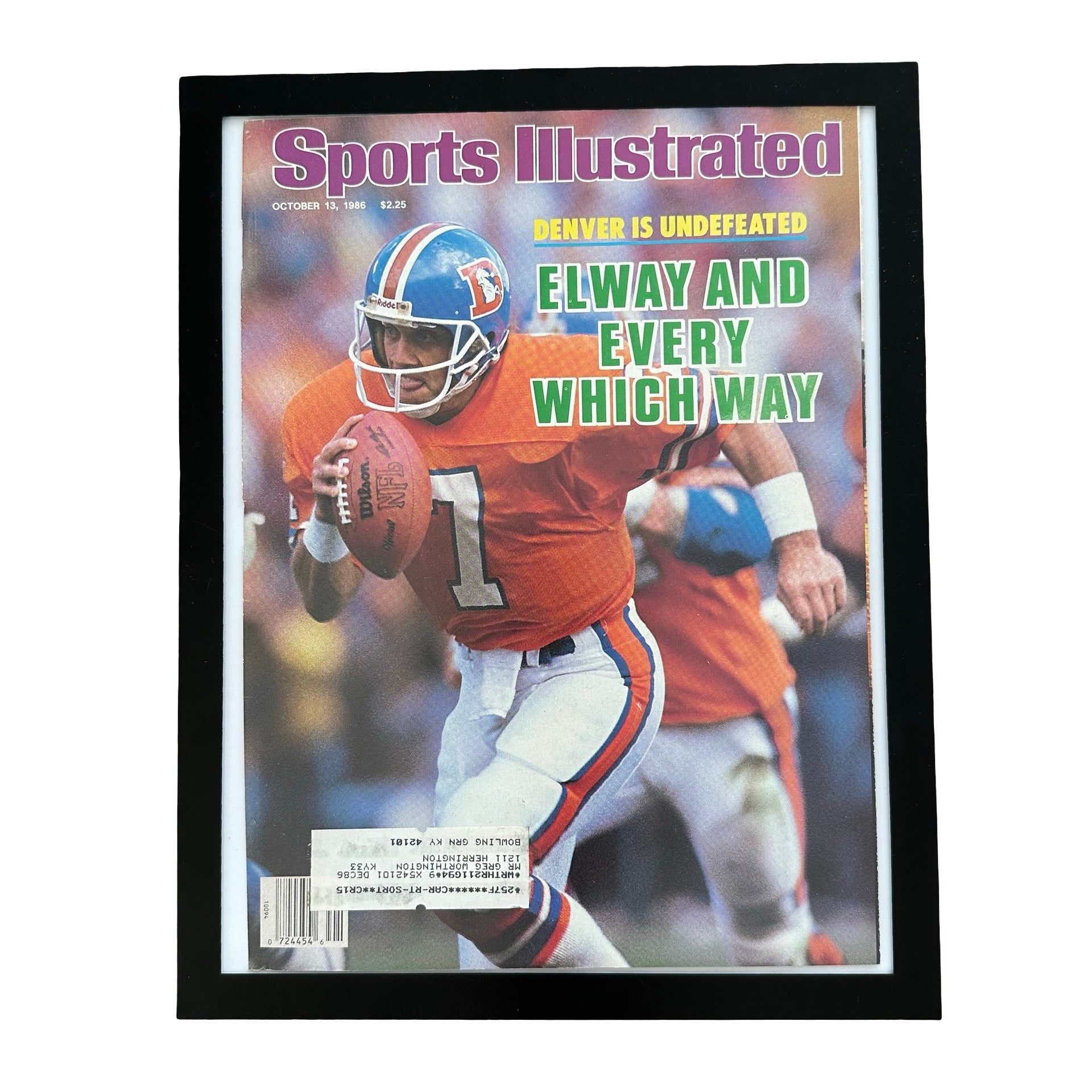 Sports Illustrated John Elway Denver Broncos October 1986 Every Which Way Framed Vintage Magazine Cover