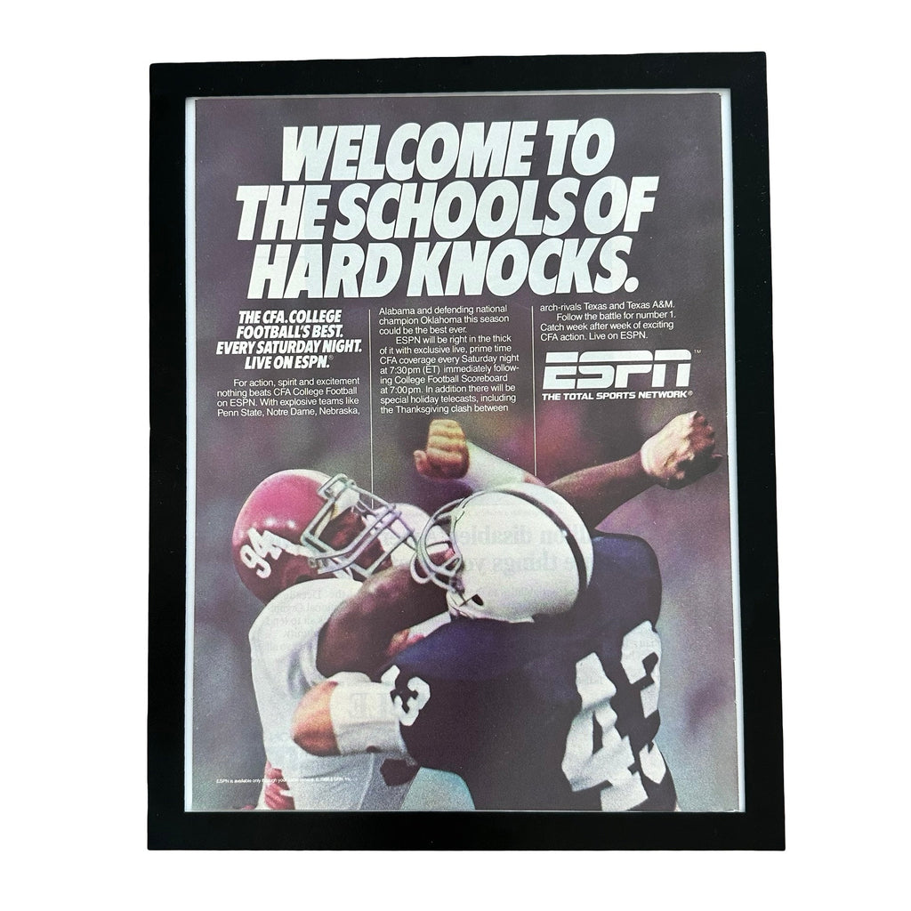 ESPN Schools Of Hard Knocks CFA College Football 1986 Framed Vintage Magazine Ad