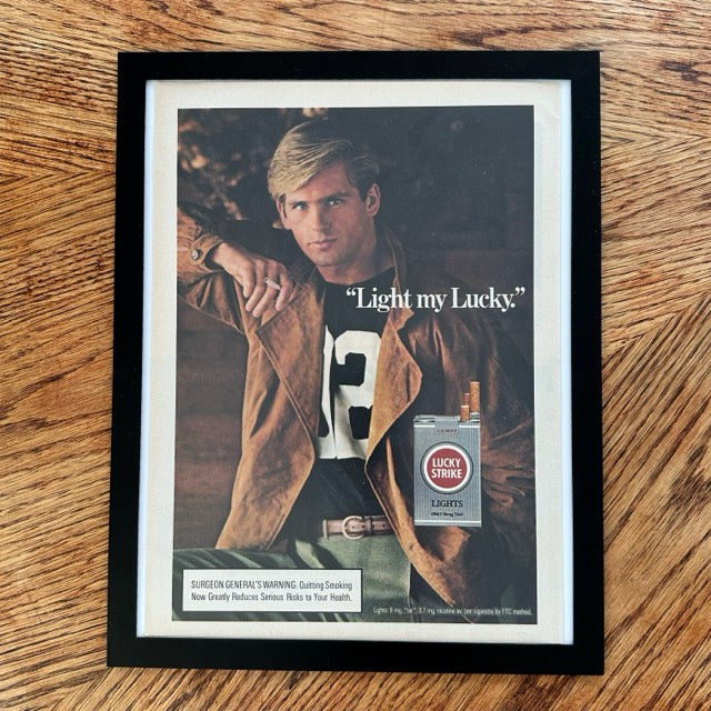 Lucky Strike Lights Light My Lucky Framed Vintage Magazine Ad - detail view
