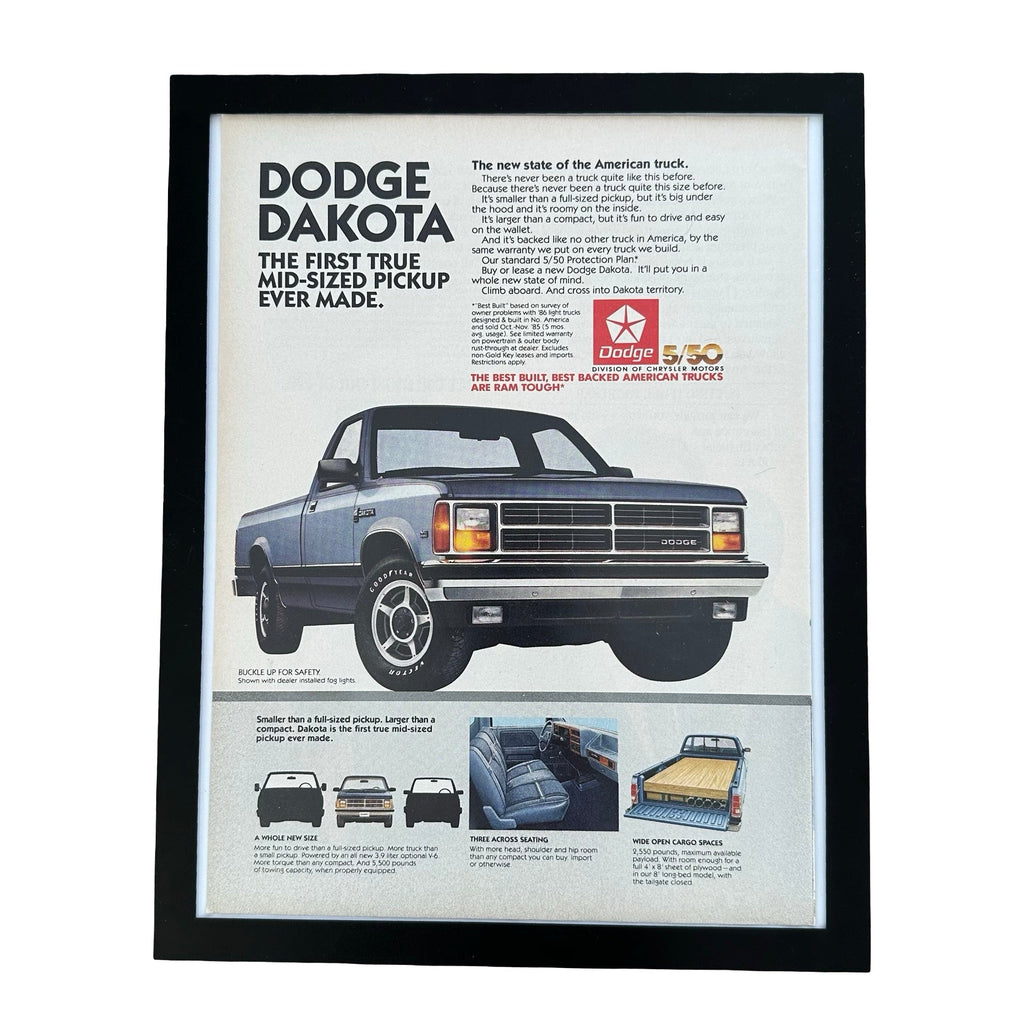 Dodge Dakota Pickup Truck First True Mid Sized Ram Tough Framed Vintage Magazine Ad