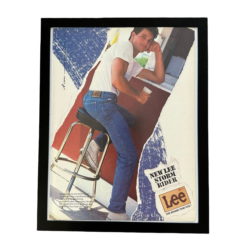 Lee Storm Rider Stonewashed Denim Jeans The Brand That Fits Framed Vintage Magazine Ad