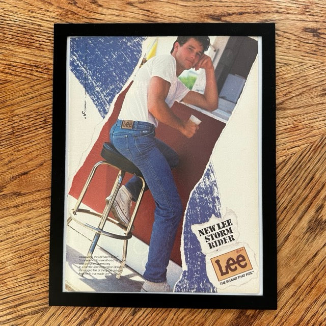 Lee Storm Rider Stonewashed Denim Jeans The Brand That Fits Framed Vintage Magazine Ad - detail view