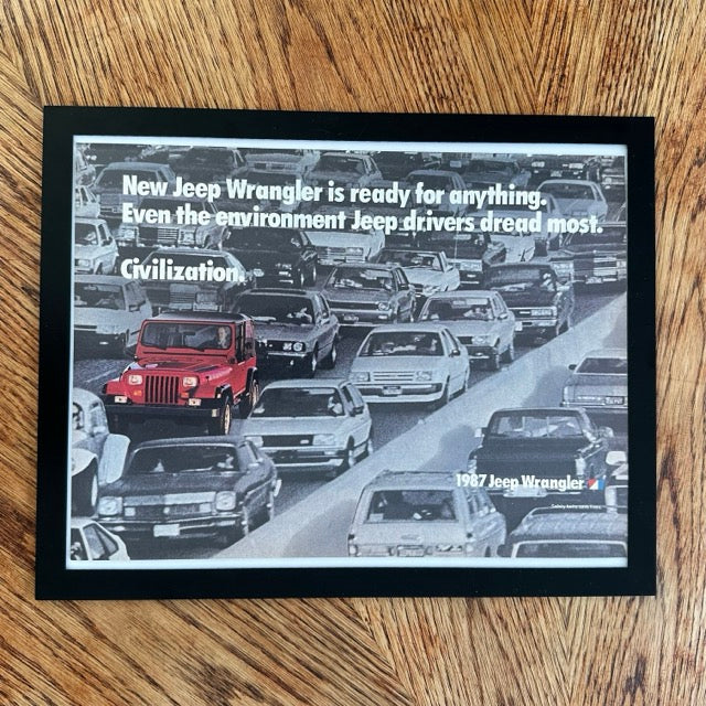 Jeep Wrangler 1987 Ready For Anything Civilization Framed Vintage Magazine Ad - detail view