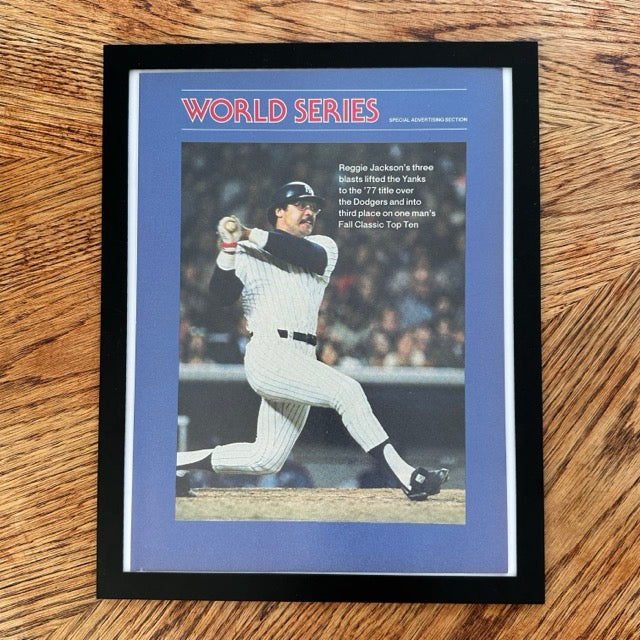Reggie Jackson New York Yankees 1977 World Series Framed Vintage Baseball Photo - detail view