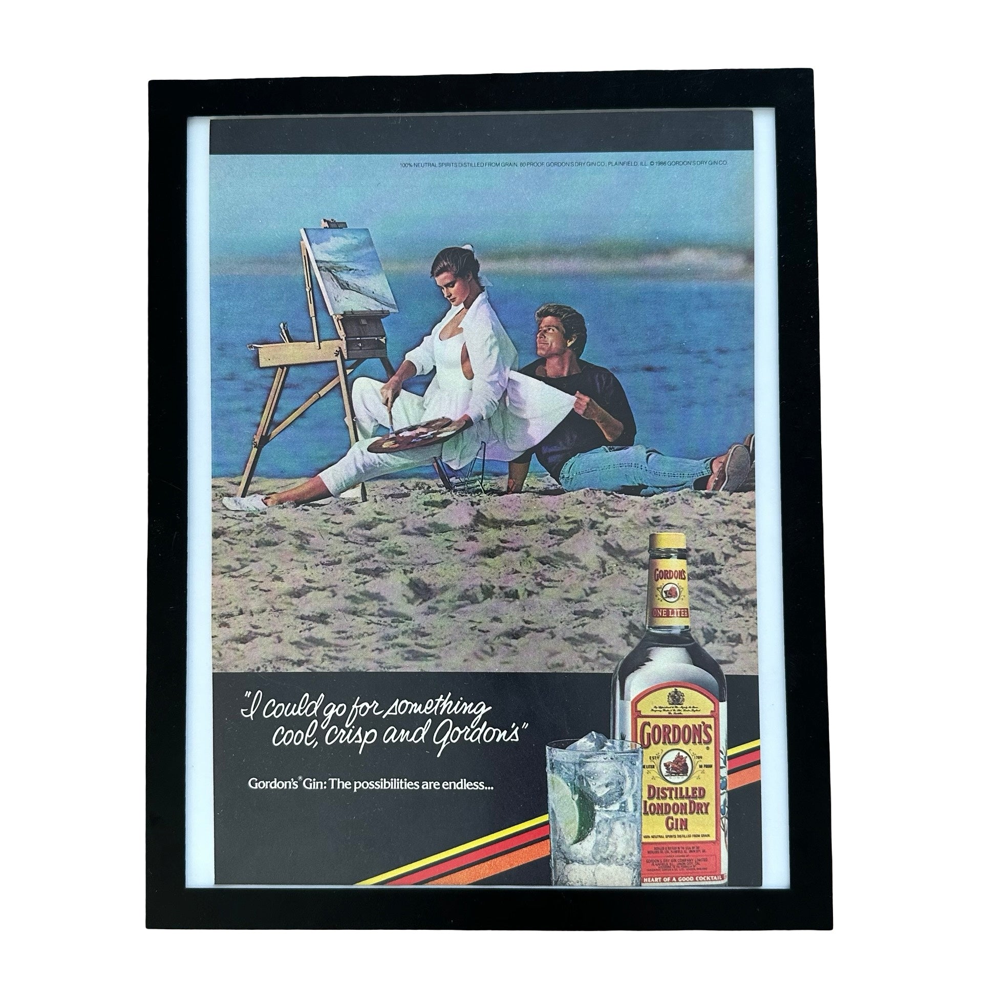 Gordons London Dry Gin Cool Crisp Possibilities Are Endless Framed Vintage Magazine Ad