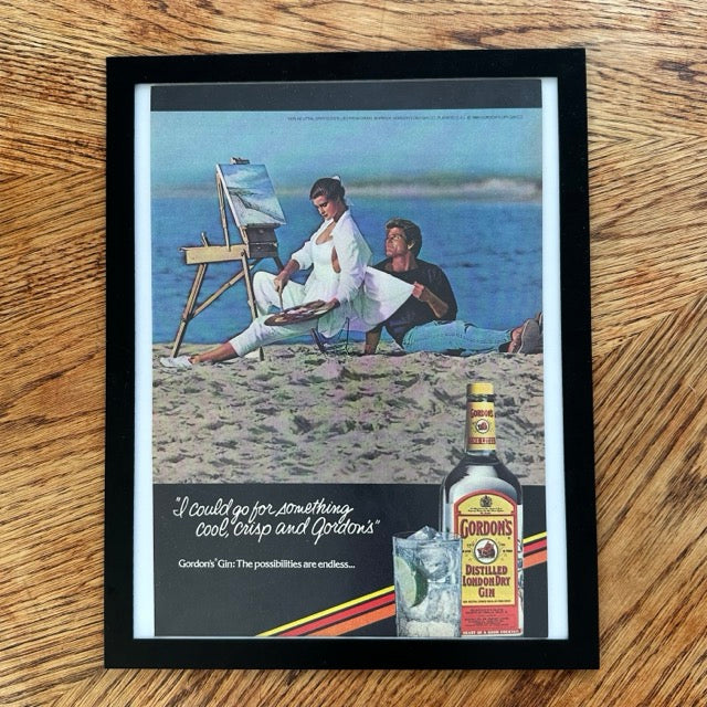 Gordons London Dry Gin Cool Crisp Possibilities Are Endless Framed Vintage Magazine Ad - detail view