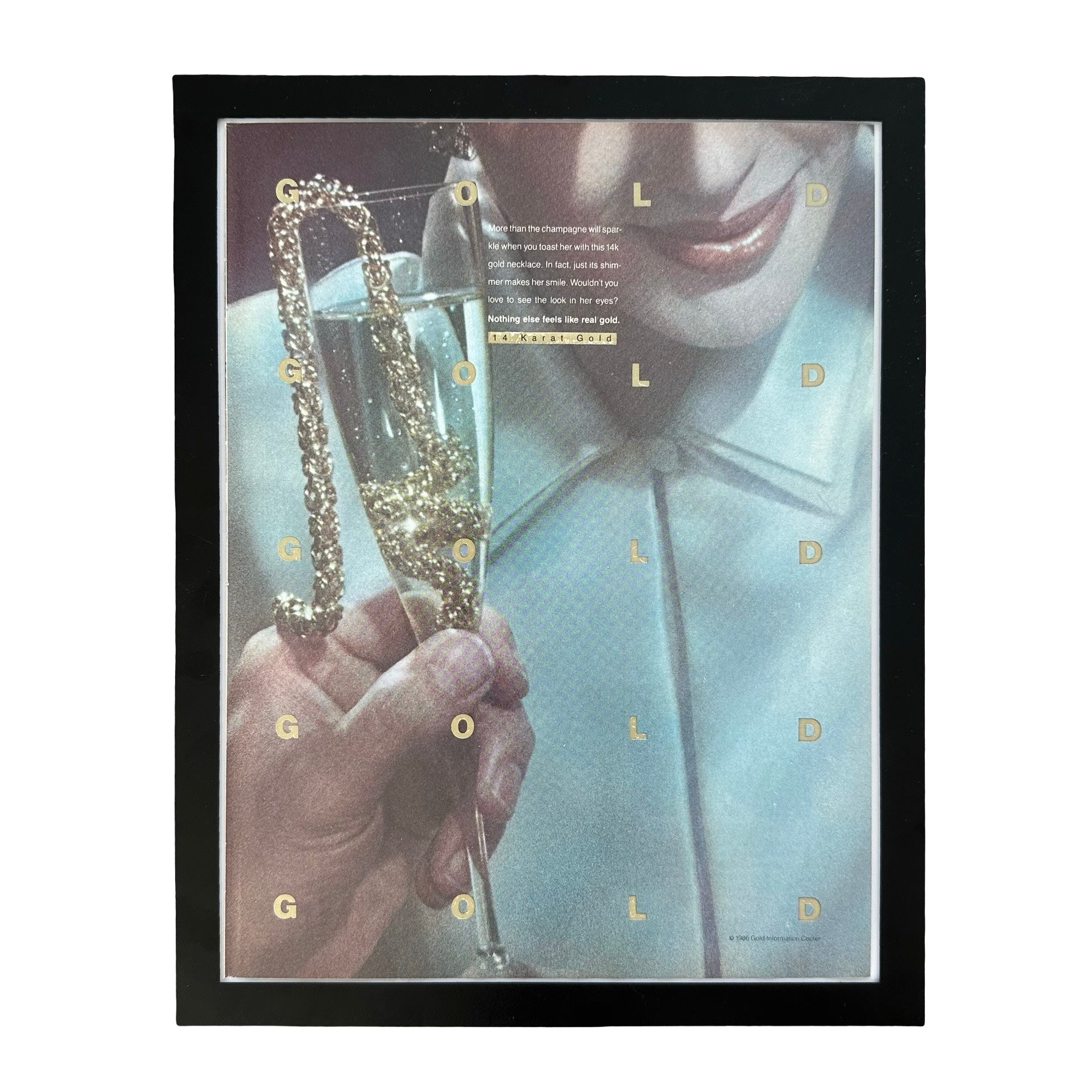 14 Karat Gold Necklace Nothing Else Feels Like Real Gold Framed Vintage Magazine Ad